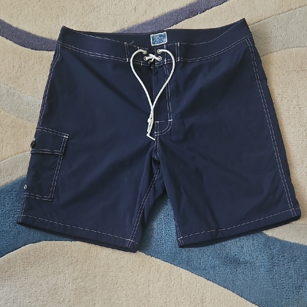 J. Crew Navy Blue Board Shorts Swimwear Size 34, EUC